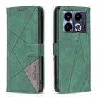 For Infinix Note 40 4G Magnetic Buckle Rhombus Texture Leather Phone Case(Green) - 1
