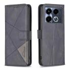 For Infinix Note 40 4G Magnetic Buckle Rhombus Texture Leather Phone Case(Black) - 1