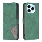 For Infinix Note 40X 5G Magnetic Buckle Rhombus Texture Leather Phone Case(Green) - 1