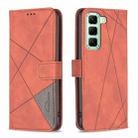 For Infinix Hot 50 5G Magnetic Buckle Rhombus Texture Leather Phone Case(Brown) - 1