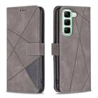 For Infinix Hot 50 4G Magnetic Buckle Rhombus Texture Leather Phone Case(Grey) - 1