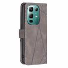 For Infinix Note 50X 5G Magnetic Buckle Rhombus Texture Leather Phone Case(Grey) - 3