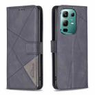 For Infinix Note 50X 5G Magnetic Buckle Rhombus Texture Leather Phone Case(Black) - 1