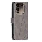 For Infinix Note 50 Pro+ 5G Magnetic Buckle Rhombus Texture Leather Phone Case(Grey) - 3