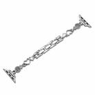 For Apple Watch Series 9 45mm Diamond Hearts Metal Chain Watch Band(Silver) - 1