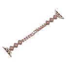 For Apple Watch Series 8 41mm Diamond Four-leaf Clover Metal Chain Watch Band(Rose Gold) - 1