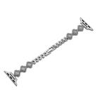 For Apple Watch 38mm Diamond Four-leaf Clover Metal Chain Watch Band(Silver) - 1