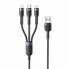 Yesido CA91 3A 3 in 1 USB to 8 Pin+USB-C/Type-C+Micro USB Aluminum Alloy Data Cable, Length: 1m(Black) - 1