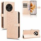 For OPPO A3 Pro 5G Honeycomb Dot Texture Leather Phone Case(Gold) - 1