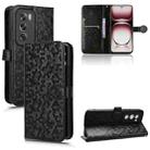 For OPPO Reno12 5G Global Honeycomb Dot Texture Leather Phone Case(Black) - 1