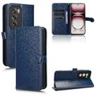 For OPPO Reno12 5G Global Honeycomb Dot Texture Leather Phone Case(Blue) - 1