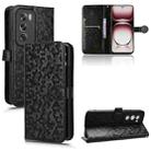 For OPPO Reno12 Pro 5G Global Honeycomb Dot Texture Leather Phone Case(Black) - 1