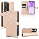 For OPPO A3 Pro India Honeycomb Dot Texture Leather Phone Case(Gold) - 1