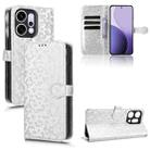 For OPPO Reno14 Global Honeycomb Dot Texture Leather Phone Case(Silver) - 1