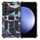For Samsung Galaxy S23 FE 5G Camouflage Armor Kickstand TPU + PC Magnetic Phone Case(Light Blue) - 1