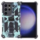 For Samsung Galaxy S24 Ultra 5G Camouflage Armor Kickstand TPU + PC Magnetic Phone Case(Mint Green) - 1