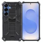 For Samsung Galaxy S25 5G Armor Shockproof TPU + PC Magnetic Phone Case with Holder(Black) - 1