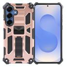 For Samsung Galaxy S25+ 5G Armor Shockproof TPU + PC Magnetic Phone Case with Holder(Rose Gold) - 1