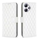 For Infinix Hot 30 Play NFC Diamond Lattice Wallet Flip Leather Phone Case(White) - 1