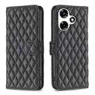 For Infinix Hot 30 Diamond Lattice Wallet Flip Leather Phone Case(Black) - 1