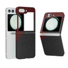 For Samsung Galaxy Z Flip5 All-inclusive Decal Carbon Fiber Texture Protective Phone Case(Gray Red) - 1