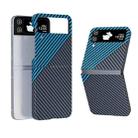 For Samsung Galaxy Z Flip4 All-inclusive Decal Carbon Fiber Texture Protective Phone Case(Gray Blue) - 1