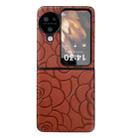 For OPPO Find N3 Flip Impression Flower Pattern Protective Phone Case(Brown) - 1