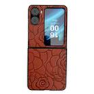 For OPPO Find N2 Flip Impression Flower Pattern Protective Phone Case(Brown) - 1