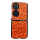 For Huawei P50 Impression Flower Pattern Protective Phone Case(Orange) - 1