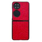 For Huawei P50 Pocket Impression Flower Pattern Protective Phone Case(Red) - 1