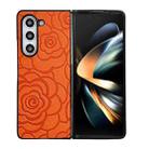 For Samsung Galaxy Z Fold4 Impression Flower Pattern Protective Phone Case(Orange) - 1