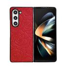 For Samsung Galaxy Z Fold4 Impression Flower Pattern Protective Phone Case(Red) - 1