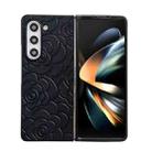 For Samsung Galaxy Z Fold4 Impression Flower Pattern Protective Phone Case(Black) - 1