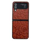 For Samsung Galaxy Z Flip3 Impression Flower Pattern Protective Phone Case(Brown) - 1