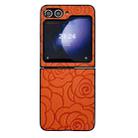 For Samsung Galaxy Z Flip5 Impression Flower Pattern Protective Phone Case(Orange) - 1