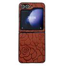 For Samsung Galaxy Z Flip5 Impression Flower Pattern Protective Phone Case(Brown) - 1