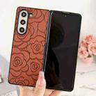 For Samsung Galaxy Z Fold6 Impression Flower Pattern Protective Phone Case(Brown) - 2