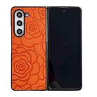 For Samsung Galaxy Z Fold Special Impression Flower Pattern Protective Phone Case(Orange) - 1