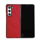 For Samsung Galaxy Z Fold Special Impression Flower Pattern Protective Phone Case(Red) - 1