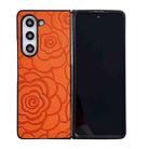 For Samsung Galaxy Z Fold Special Impression Flower Pattern Protective Phone Case(Brown) - 1