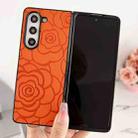 For Samsung Galaxy Z Fold Special Impression Flower Pattern Protective Phone Case(Brown) - 2