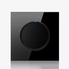 86mm Round LED Tempered Glass Switch Panel, Black Round Glass, Style:One Open Dual Control - 1