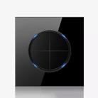 86mm Round LED Tempered Glass Switch Panel, Black Round Glass, Style:Four Open Dual Control - 1