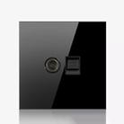 86mm Round LED Tempered Glass Switch Panel, Black Round Glass, Style:Telephone-TV Socket - 1