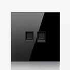 86mm Round LED Tempered Glass Switch Panel, Black Round Glass, Style:Dual Computer Socket - 1