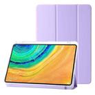 For Huawei Matepad 10.4 Clear Acrylic 3-Fold Leather Tablet Case(Purple) - 1