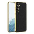 For Samsung Galaxy S24 5G GKK Plating TPU + Leather Full Coverage Phone Case(Black) - 1