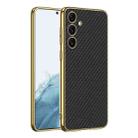 For Samsung Galaxy S24 5G GKK Plating TPU + Leather Full Coverage Phone Case(Carbon Fiber) - 1