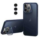 For iPhone 11 Pro Max Lens Holder Frosted Phone Case(Blue) - 1