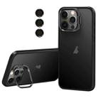 For iPhone 12 Pro Lens Holder Frosted Phone Case(Black) - 1